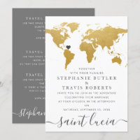 Chic Gold und Gray World Map Wedding