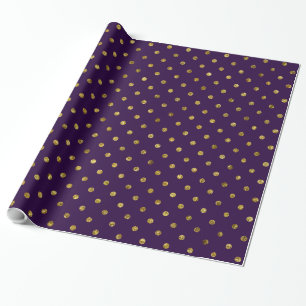 Chic Gold und Lila Glam Polka Dots Geschenkpapier