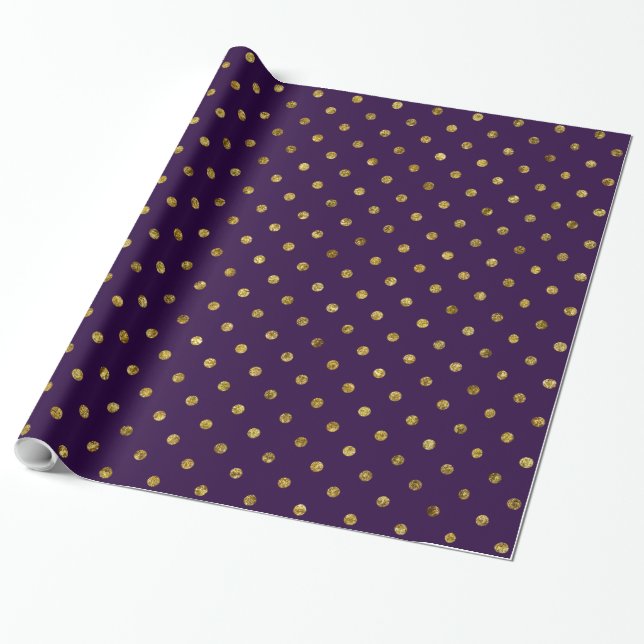 Chic Gold und Lila Glam Polka Dots Geschenkpapier (Ungerollt)