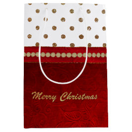 Chic Gold und Red Christmas Geschenktasche Mittlere Geschenktüte