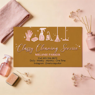 chic gold und rosa Reinigungsdienstleistungen Visitenkarte