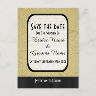 Chic Gold und Schwarz Save the Date Ankündigungspostkarte