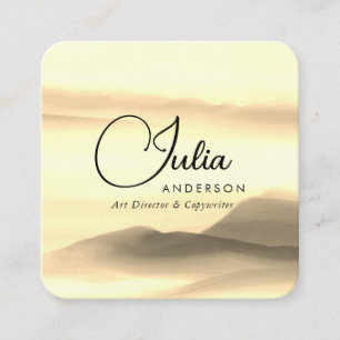 Chic Gold und Schwarz Wasserfarbe Abstract Schrift Quadratische Visitenkarte