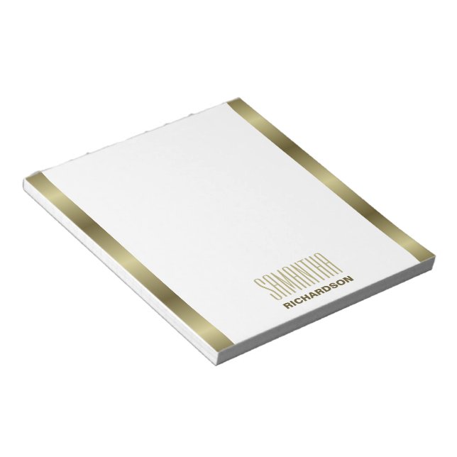 Chic Gold und White Modern Geometric Notepad Notizblock (angewinkelt)