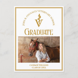 Chic Gold Veterinary School Foto Abschluss Ankündigungspostkarte