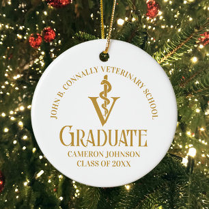 Chic Gold Veterinary School Foto Abschluss Keramik Ornament