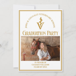 Chic Gold Veterinary School Foto Graduation Party Einladung