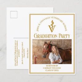 Chic Gold Veterinary School Foto Graduation Party Einladungspostkarte