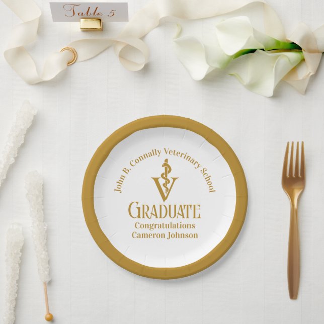 Chic Gold Veterinary School Graduation Party Pappteller (Hochzeit)