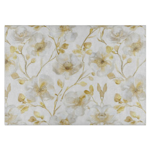 Chic Gold Weiße Blumen Brautdusche Schneidebrett