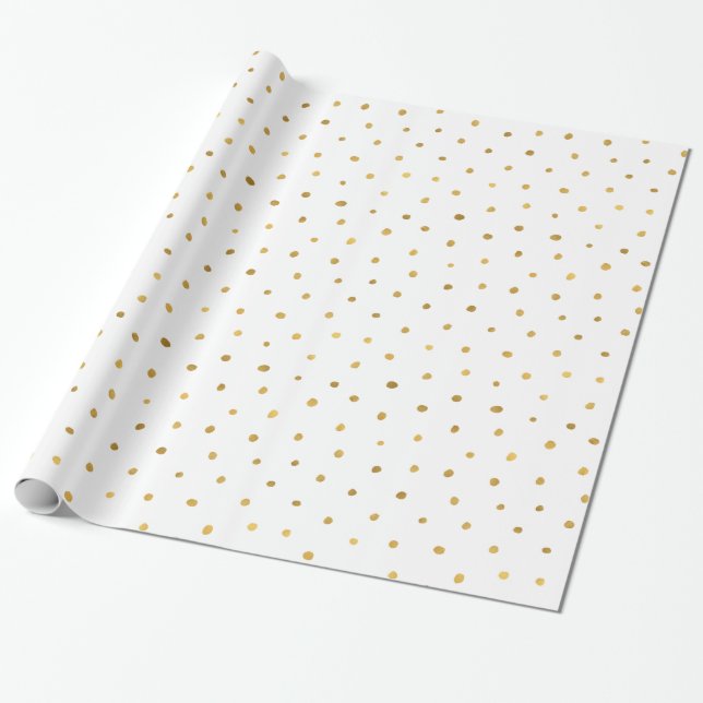 Chic Gold weiße Punkte Geschenkpapier (Ungerollt)
