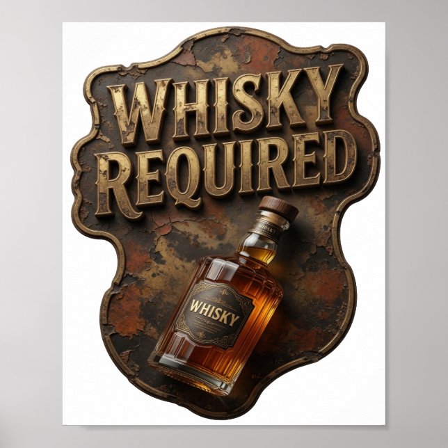 Chic Gold WHISKY ERFORDERLICH Design Poster (Vorne)