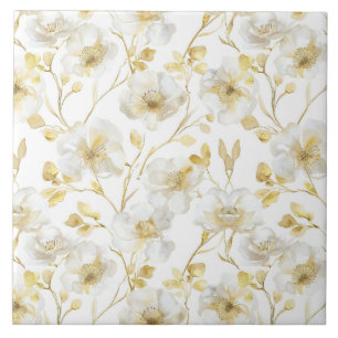 Chic Gold White Blume Brautparty Fliese