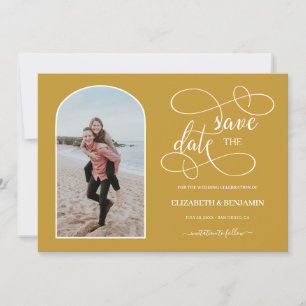 Chic Gold White Bogenrahmen Foto Save the Date