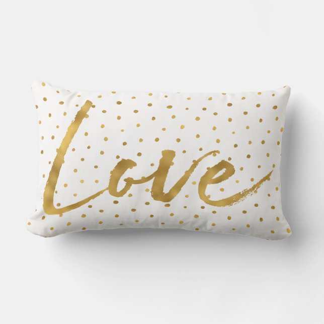 Chic Gold White Dots Liebe Lendenkissen (Vorderseite)