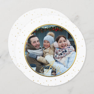Chic Gold & White Joy Familienurlaub Foto Einladung