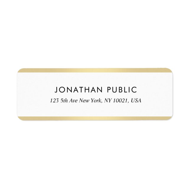 Chic Gold & White Minimalist Design Return Address (Vorne)