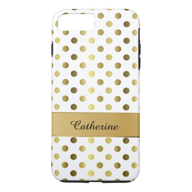 Chic Gold & White Polka Dot iPhone 7 Plus Gehäuse Case-Mate iPhone Hülle (Rückseite)