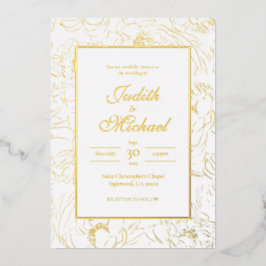 Chic Gold White Wedding Foil Einladung
