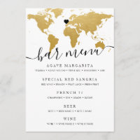 Chic Gold World Map mit optionaler Herzkarte