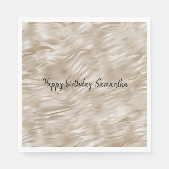 Chic Gold Zebra Print Serviette (Vorderseite)