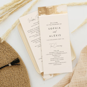 Chic Golden Abstrakt Watercolor Wedding Program