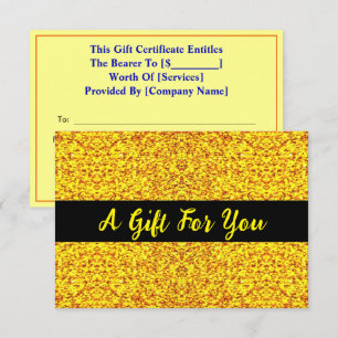 Chic Golden Card, Luxus Gold Geschenkgutschein