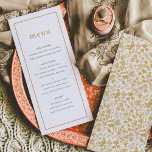 Chic Golden Ditzy Floral Wedding Menükarte<br><div class="desc">Die Vintagen und modernen Hochzeitsmenüs in zarten goldenen Farbtönen sorgen für ein romantisches Ambiente. Die Vorderseite ist mit moderner Typografie in einem abgeknöpften Layout ausgestattet,  während die hinteren Pop mit göttlichen Blumen blühen. Passen Sie auf Ihre eigene Veranstaltung an und verbinden Sie sich mit den passenden Stücken.</div>