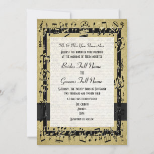 Chic golden elegante Musik Blatt formale Hochzeit Einladung