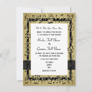 Chic golden elegante Musik Blatt formale Hochzeit Einladung