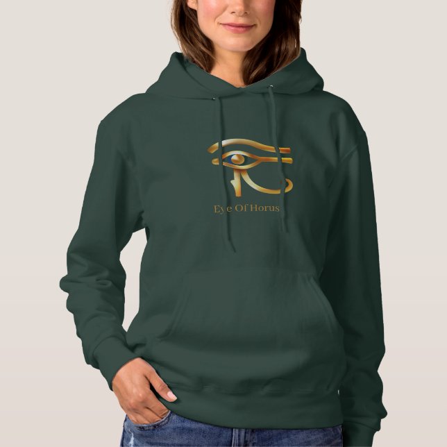 Chic Golden Eye of Horus , ägyptische Hieroglyphen Hoodie (Vorderseite)