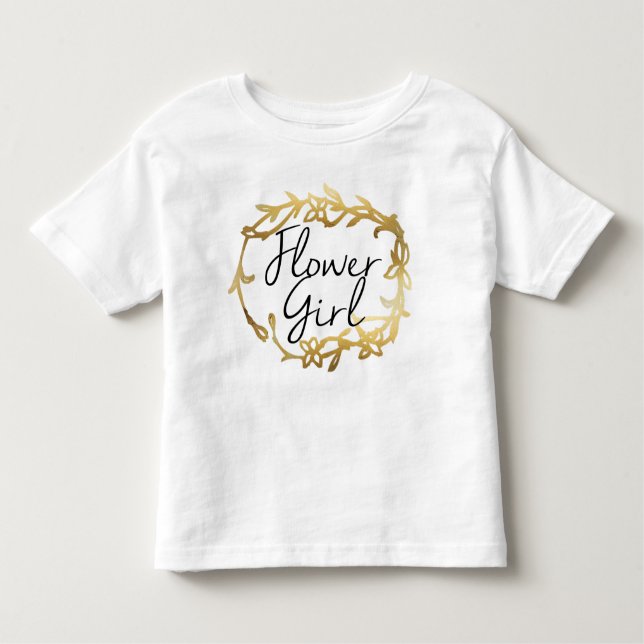 Chic Golden Floral | Blumenmädchen Kleinkind T-shirt (Vorderseite)