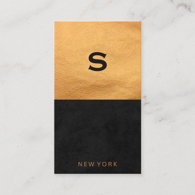 Chic Golden Leather Sleek Black | Farbblock Visitenkarte (Vorderseite)