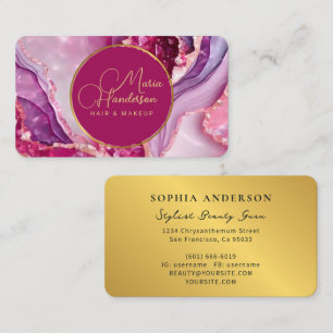Chic Golden Logo Funkelnd & Lila Agate Glitzer Visitenkarte