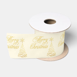 Chic Golden und Cream Yellow Frohe Weihnachten Satinband