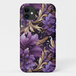 Chic Golden und Lila floral botanisch Case-Mate iPhone Hülle