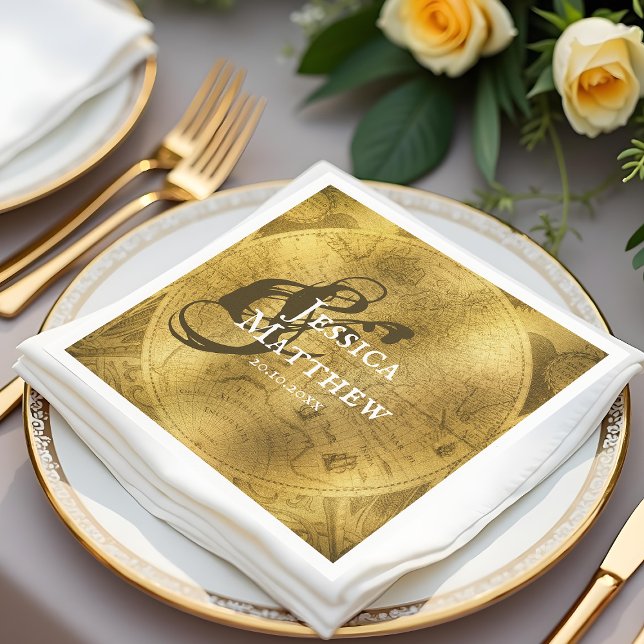 Chic Golden Wedding Serviette (Chic Golden Wedding Napkins)