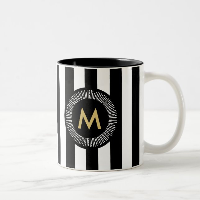 Chic-Goldfolien-Effektbrushstrokes-Kaffee-Tasse Zweifarbige Tasse (Rechts)