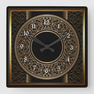 Chic-Goldmedaillon Quadratische Wanduhr