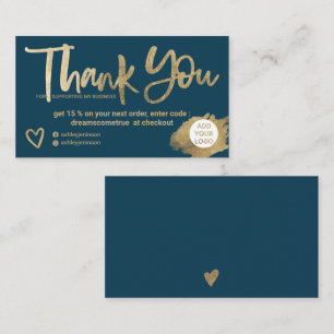 Chic goldpinsel Schriftart marineblau Reihenfolge  Visitenkarte