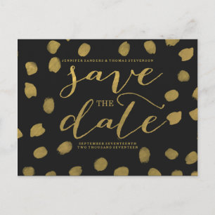 Chic-Goldskript-Save the Date Postkarte
