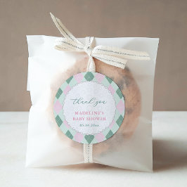 Chic Golf Ball Pink Green Baby Girl Shower Favor Runder Aufkleber