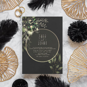 Chic Gothic Gold und Black Wedding Einladung