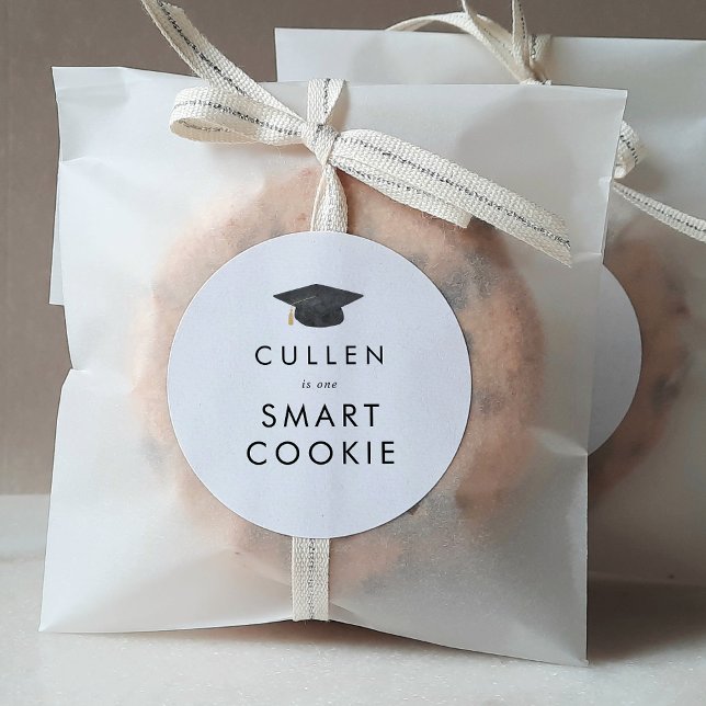 Chic Grad Cap One Smart Cookie Abschluss Gefallen Runder Aufkleber (Von Creator hochgeladen)