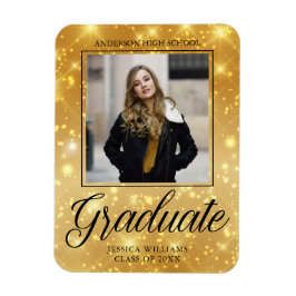 Chic Graduate Foto Gold Sparkle 2025 Abschluss Magnet