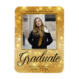 Chic Graduate Foto Gold Sparkle 2025 Abschluss Magnet