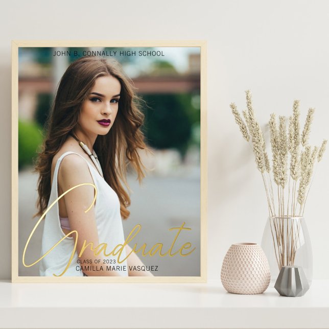 Chic Graduate Foto Trendy Script Abschluss Gold Foliendrucke (Von Creator hochgeladen)