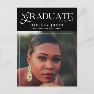 Chic Graduate Magazine Foto Abschluss Vielen Dank Postkarte