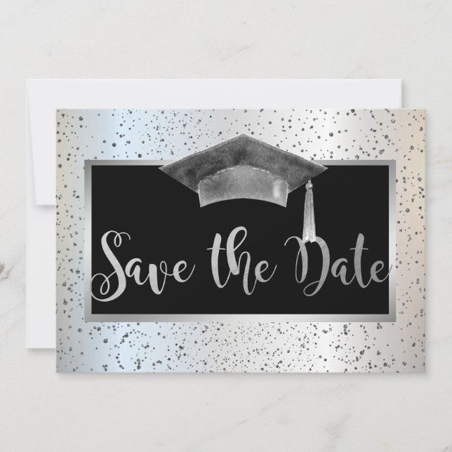 Chic Graduation Cap,Confetti Save the Date (Vorderseite)