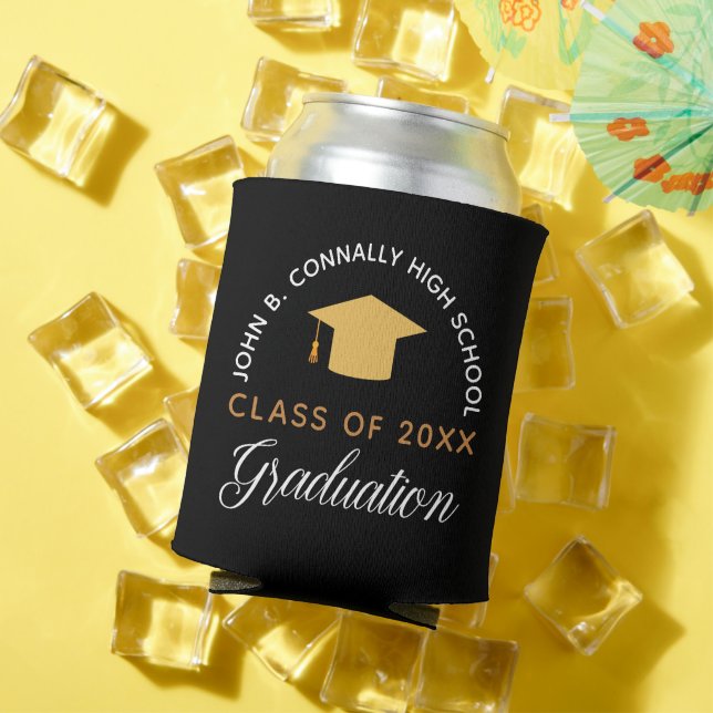 Chic Graduation Party Black Gold Custom 2023 Dosenkühler (In Situ Sommer)